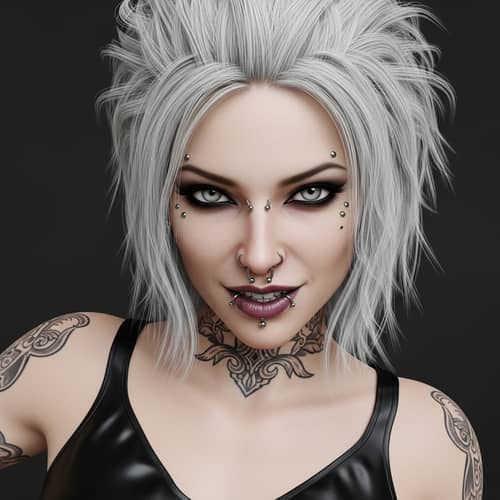 Fantasy Digital Art of Athletic Alluring Goth Woman