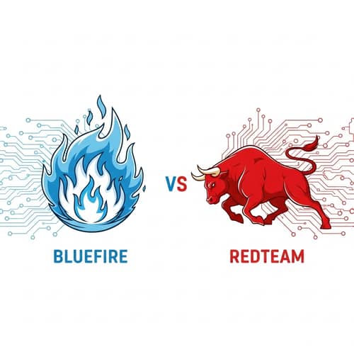 Bluefire vs Redteam Cyber Security Illustration | Tech Defense