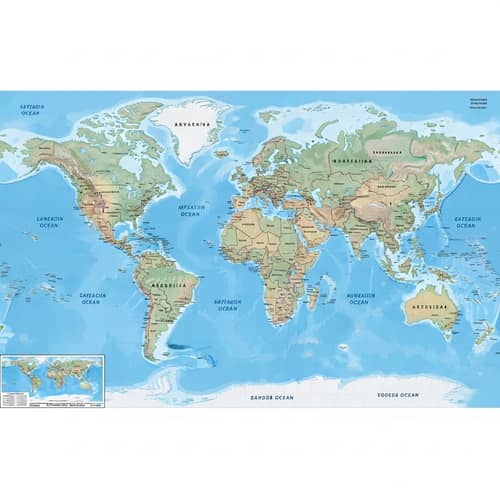 Detailed World Map with Continents and Countries | Geographic Features