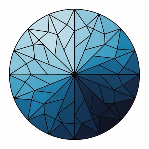 Minimalist Geometric Circle Design with Black Lines and Blue Shades