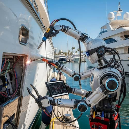 AI Robot Assisting in Yacht Repair