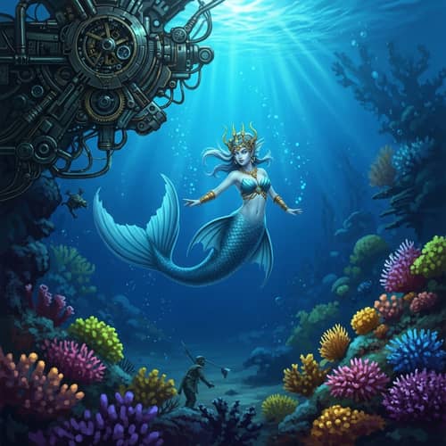 Ethereal Mermaid Among Coral Reef | Underwater Fantasy Art