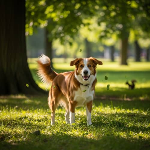 Energetic Dog Playing in Lush Park | Joyful Pet's Delight