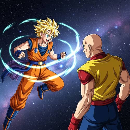 Epic Interstellar Showdown: Orange vs. Bald Man in Space
