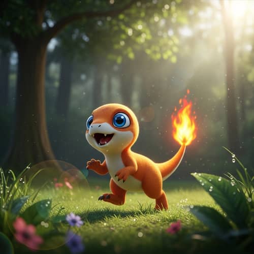 Vibrant Orange Quadruped: Meet the Playful 파이리