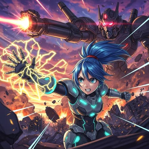 Vibrant Anime-Style Illustration with Saturated Colors