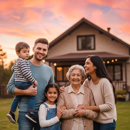 Multi-Generational Family Gathering at Sunset | Happy Family Portrait