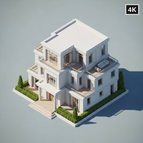 Radiant Three-Tiered Villa - Modern 3D Design