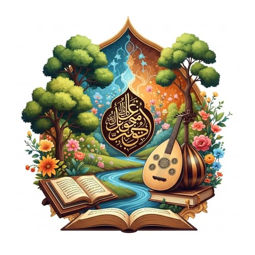 Harmony of Nature, Music & Literature: Islamic Art Masterpiece