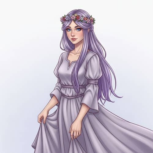 Thyla: Stunning Maiden with Lilac Hair & Blue Eyes