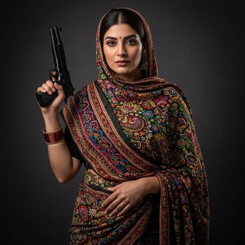 Middle-Eastern Woman in Traditional Saree | Strength & Heritage