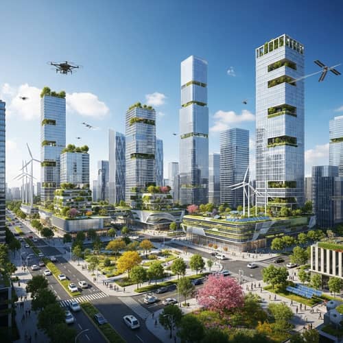 Futuristic Cityscape 2030: Nature-Infused Urban Planning