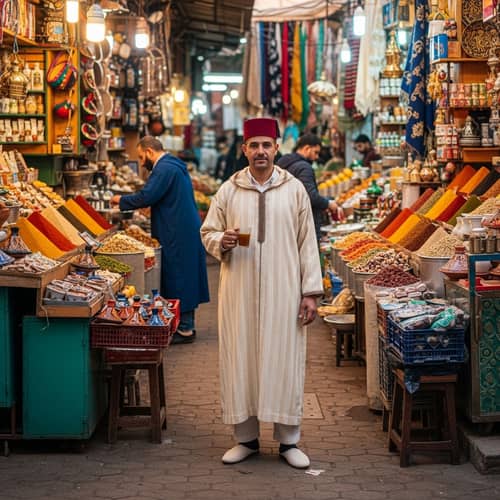 Traditional Moroccan Man in Marrakech Market