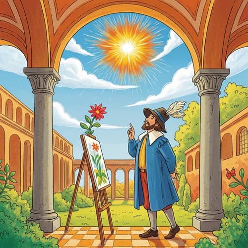 Wandering Artist in Renaissance Garden | Inspiring Outdoor Scene