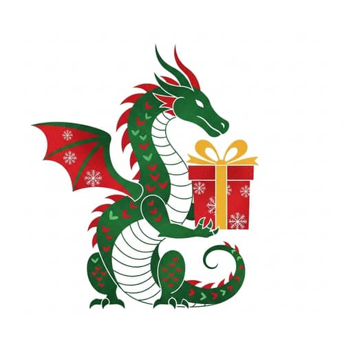 Christmas Dragon Illustration | Festive Minimalistic Design