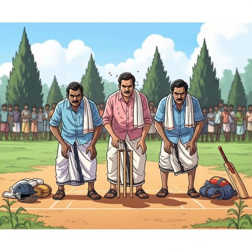 Exciting Cricket Match in Rural Kerala