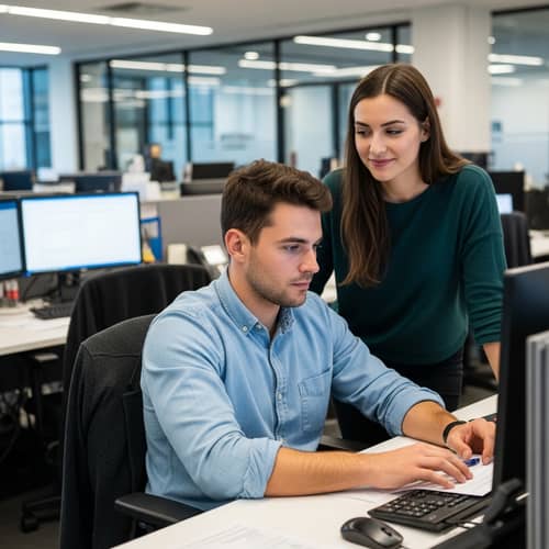 Subtle Workplace Attraction: Young Woman Developing Feelings for 22-Year-Old Colleague