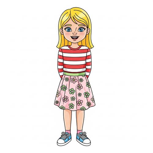 Kid-Friendly Blonde Girl Coloring Page | Colored Version