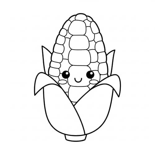 Cute Corn Coloring Page for Kids