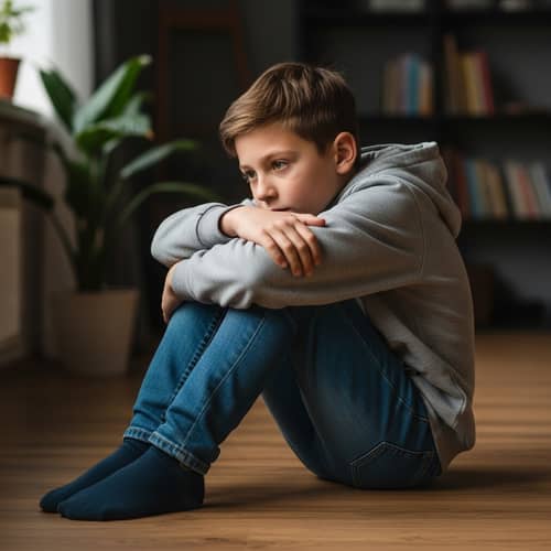 Boy Sitting with Bent Knees