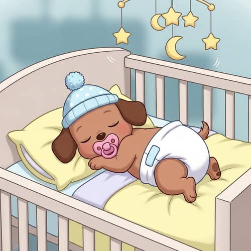 Cute Newborn Puppy Cartoon Animation Sleeping