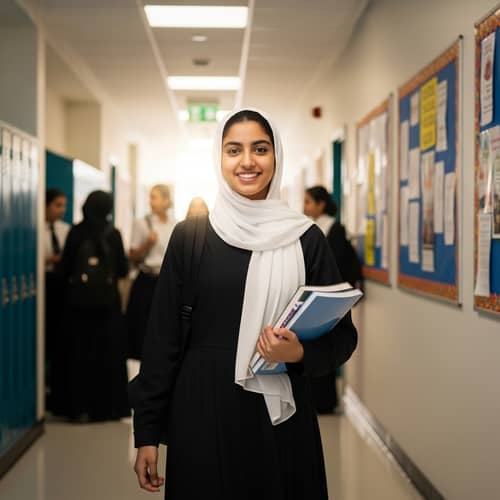 Qatari High School Student in Traditional Attire | Education Image