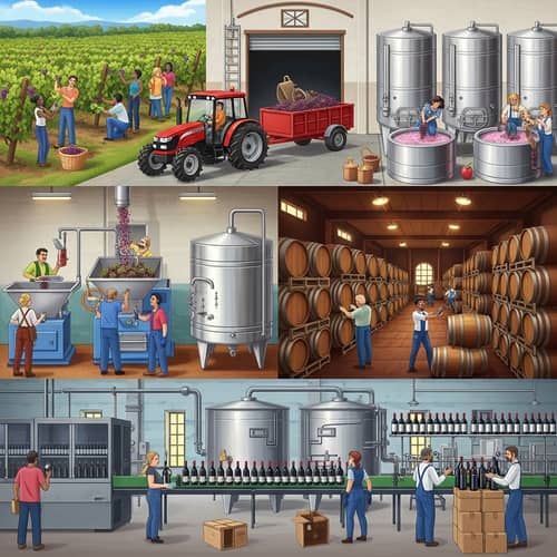 Traditional Red Wine Factory Layout: Grape to Glass Process