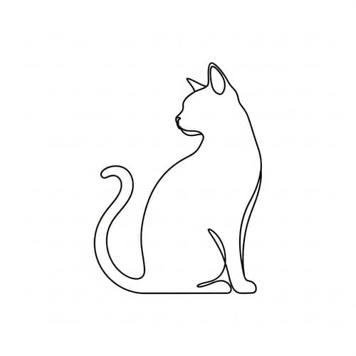 Minimalistic Feline Illustration - Continuous Black Line Art