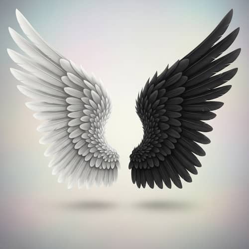 Angel Wings - White and Black Contrast Feathers | Duality Symbol