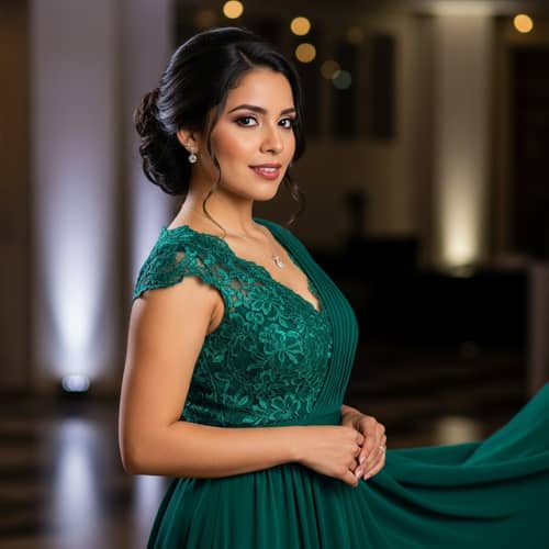 Sophisticated Hispanic Woman Elegantly Dressed | Radiant Beauty