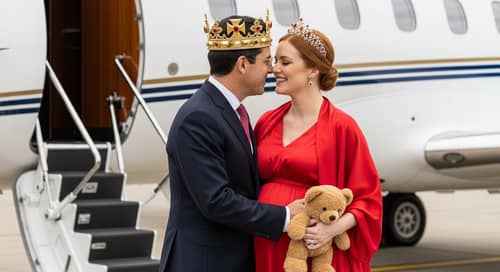 Royal Couple Embrace at Airport - King David & Queen Bella