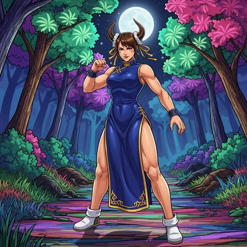 Chun-Li in Demon Slayer Style - Art Inspired by Game