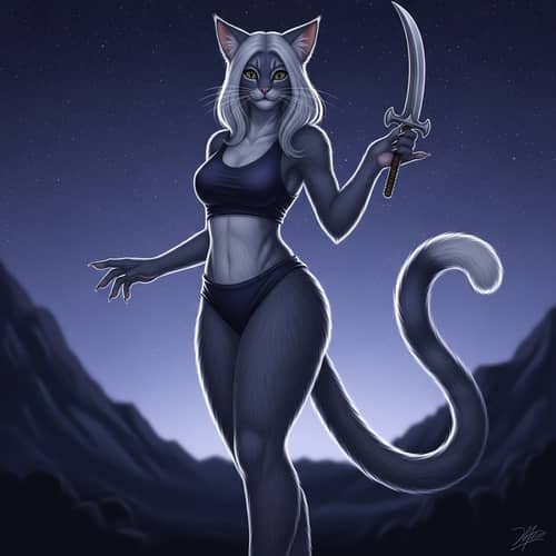 Anthropomorphic Cat Woman - Graceful and Enigmatic Being