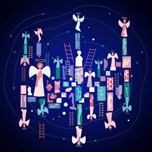 Jacob's Ladder Abstract Vector Illustration | Ascending Angelic Entities