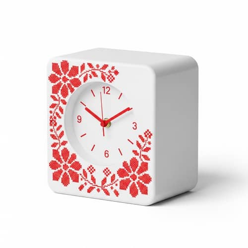 Modern Minimalist Table Clock with Floral Design