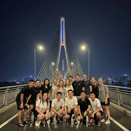 Lively Travel Party at Danang Bridge, Vietnam