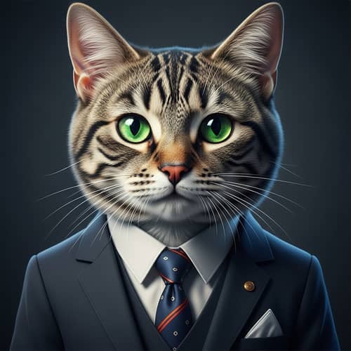 Captivating Green-Eyed Cat in Business Suit & Tie