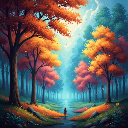 Enchanting Autumn Forest Painting | Fantasy-Inspired Scene