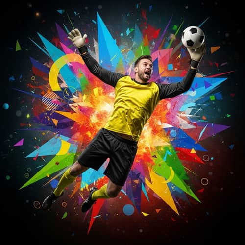 Passionate Football Goalkeeper in Action | Abstract Art Background