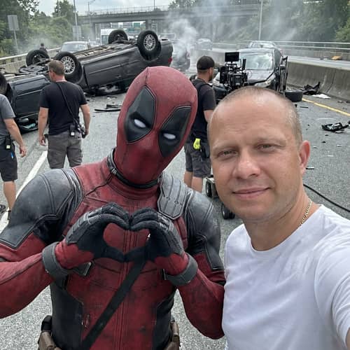 Selfie with Deadpool on Film Set