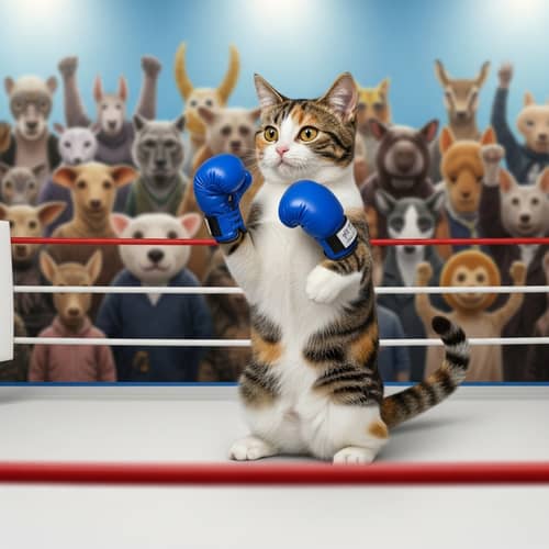 Calico Cat in Boxing Ring | Fun Animal Match-Up