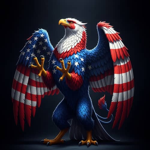 Colorful Griffin Symbolizing American Flag | Dynamic Scene