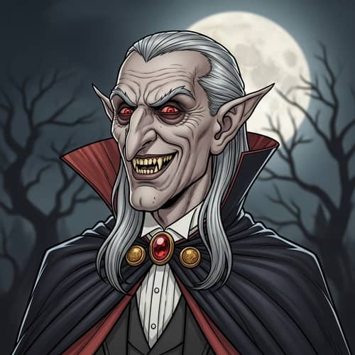 Detailed Vintage Style Depiction of Tricky Vampire