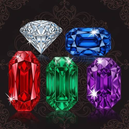 Exquisite Victorian Gemstones Illustration