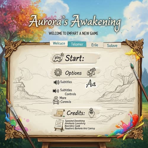 Aurora's Awakening Game Menu | Painting Theme Options