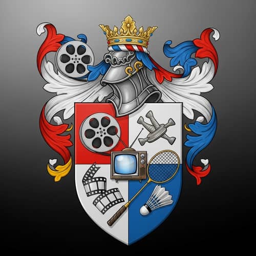 Elegant Coat of Arms: Film & Badminton Symbolism