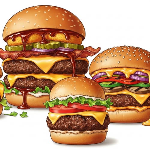 Delicious Burger Varieties: Slider, Veggie, Double-Stack