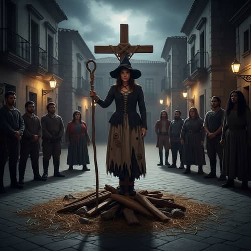 Dramatic Witch Scene on Gloomy Evening