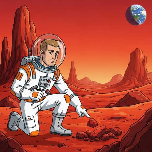 Space Entrepreneur Explores Martian Landscape