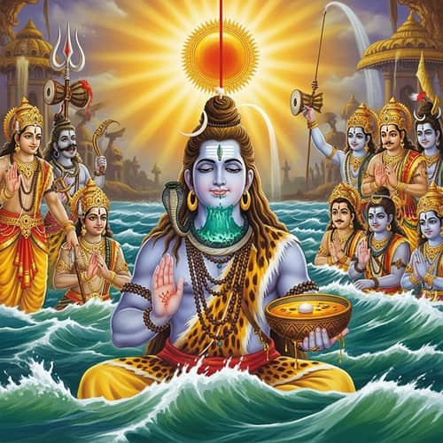 Shiva Drinking Poison: Samudra Manthan in Hindu Mythology
